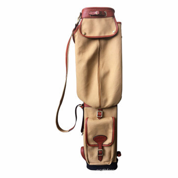 GuangZhou manufacturer for sale holding 6 golf sticks Luxury outdoor sports canvas leather golf bag